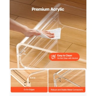 VEVOR Διαφανές Ακρυλικό Τραπεζάκι Καφέ με Διπλή Αποθήκευση, 50 x 80...