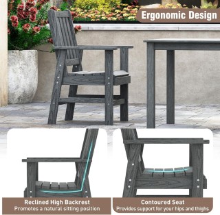 Costway  Γκρι Κήπου Πολυθρόνα Ανθεκτική στον Καιρό με Ξύλινη Όψη NP...