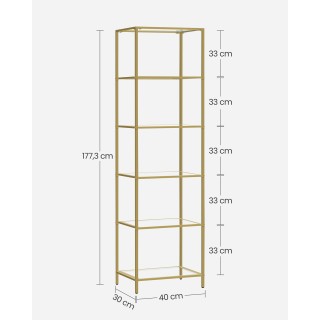 Βιβλιοθήκη VASAGLE 6 Επιπέδων, Μεταλλικό Χρυσό 