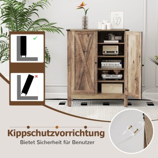 Costway Γκρι Παπουτσοθήκη με Πόρτες και Ρυθμιζόμενα Ράφια σε Στυλ Ε...