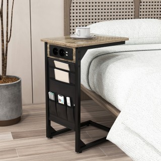 Costway Σετ Πλαϊνών Τραπεζιών με Ενσωματωμένο Σταθμό Φόρτισης και Α...