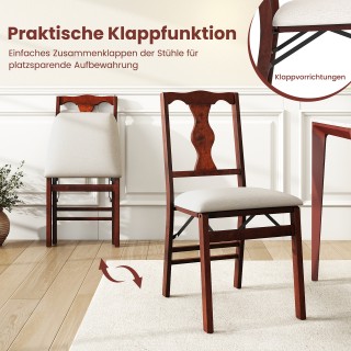 Costway Σετ 2 Πτυσσόμενες Καρέκλες με Επενδυμένα Καθίσματα & Ξύλινο...