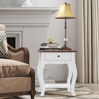 HOMCOM Κομοδίνο με Συρτάρι και Ανοιχτό Ράφι σε Γαλλικό Στυλ από Ξύλ... HOMCOM Κομοδίνο με Συρτάρι και Ανοιχτό Ράφι σε Γαλλικό Στυλ από Ξύλ...