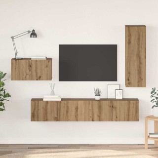 vidaXL Σετ επίπλου τηλεόρασης 4 pcs Artisan Oak Επεξεργασμένο ξύλο ...