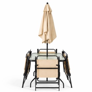 BAKAJI Σετ Τραπεζαρίας Κήπου 6 Τεμαχίων με Ομπρέλα και 4 Πτυσσόμενε...