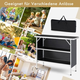 Costway  Πτυσσόμενο τραπέζι κάμπινγκ από αλουμίνιο με 2-όροφα ράφια...