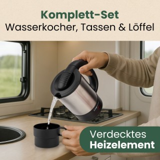 Βραστήρας Ταξιδίου από Ανοξείδωτο Ατσάλι 0.5L 1000 W- Μαύρο/Ασημί ... Βραστήρας Ταξιδίου από Ανοξείδωτο Ατσάλι 0.5L 1000 W- Μαύρο/Ασημί ...