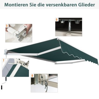 Costway  Πτυσσόμενη Χειροκίνητη Τέντα 245x200 με Ρυθμιζόμενη Κλίση,...