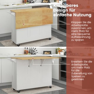 Costway Φορητό Καρότσι Κουζίνας με Αναδιπλούμενη Επιφάνεια & Βαθύ Σ...