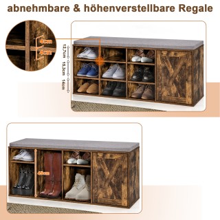 Costway Καφέ Σκαμπό Παπουτσιών με Μαξιλάρι και 9 Ρυθμιζόμενα Ράφια ... Costway Καφέ Σκαμπό Παπουτσιών με Μαξιλάρι και 9 Ρυθμιζόμενα Ράφια ...