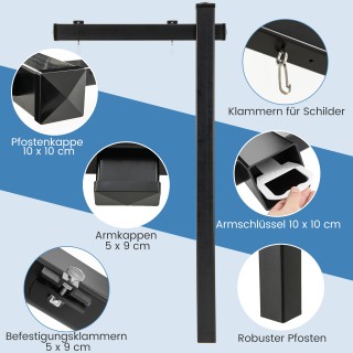 Costway Μαύρη Βάση Αφίσας Ακίνητων από UPVC για Πινακίδες Πωλήσεων ...