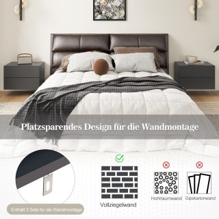 Επιτοίχιο Κομοδίνο με 2 Συρτάρια 42 x 30 x 28cm Γκρι Σκούρο HU10886... Επιτοίχιο Κομοδίνο με 2 Συρτάρια 42 x 30 x 28cm Γκρι Σκούρο HU10886...