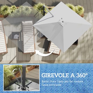 Outsunny Ομπρελόνε με Μανιβέλα και Σταυροειδή Βάση, από Πολυεστέρα,...