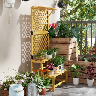 Outsunny Ζαρντινιέρα με Σχάρα για Αναρριχώμενα Φυτά, 2 Ράφια και Άν... Outsunny Ζαρντινιέρα με Σχάρα για Αναρριχώμενα Φυτά, 2 Ράφια και Άν...