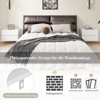 Costway Επιτοίχιο Κομοδίνο 42 x 30 x 28 cm με 2 Συρτάρια για Στερεο...