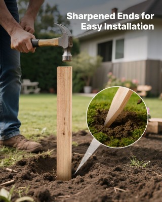 VEVOR Ξύλινοι Πάσσαλοι Κήπου 25 Τεμ. 0.5×1.5×36 ιντσών για Γη και Υ...