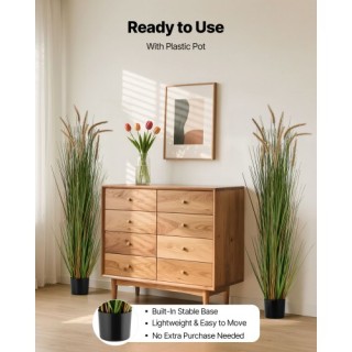 VEVOR Τεχνητό Φυτό Γρασίδι, 2 Τεμάχια 1499mm Ψάθα Καλάμι σε Γλάστρα...