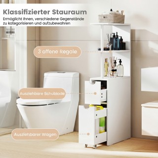 Costway Στενό ντουλάπι μπάνιου για εσοχή με ανοιχτά ράφια, συρτάρι ...