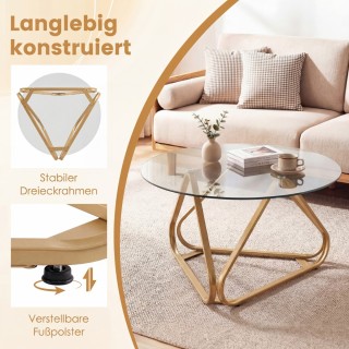 Costway Στρογγυλό τραπεζάκι σαλονιού από σκληρυμένο γυαλί με μεταλλ... Costway Στρογγυλό τραπεζάκι σαλονιού από σκληρυμένο γυαλί με μεταλλ...