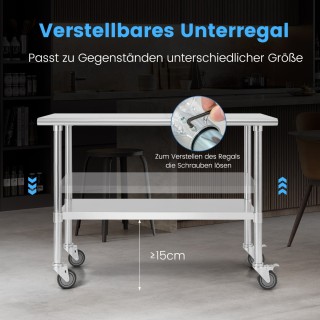 Costway Μεγάλο ανοξείδωτο τραπέζι με 4 γενικούς τροχούς, γαλβανισμέ... Costway Μεγάλο ανοξείδωτο τραπέζι με 4 γενικούς τροχούς, γαλβανισμέ...