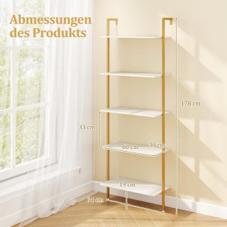 Ραφιέρα Τοίχου 5 Επιπέδων με Μεταλλικό Πλαίσιο και Ρυθμιζόμενα Πόδι...