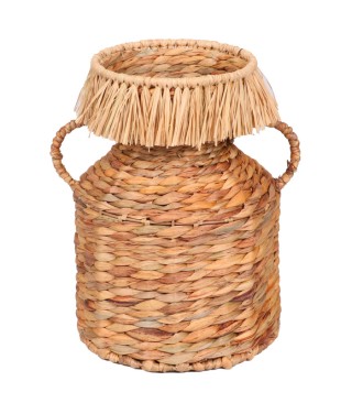 Ψάθινο Διακοσμητικό Καλάθι με Κρόσσια 22x22x30cm Natural Living 55396 Ψάθινο Διακοσμητικό Καλάθι με Κρόσσια 22x22x30cm Natural Living 55396