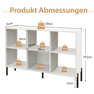 Costway βιβλιοθήκη με 6 ράφια, ελεύθερη βιβλιοθήκη με υπερυψωμένα μ...