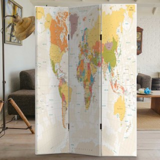 BAKAJI Παραβάν 3 Πάνελ με Εκτύπωση Μπρος-Πίσω Υδρόγειος Χάρτης Δια... BAKAJI Παραβάν 3 Πάνελ με Εκτύπωση Μπρος-Πίσω Υδρόγειος Χάρτης Δια...