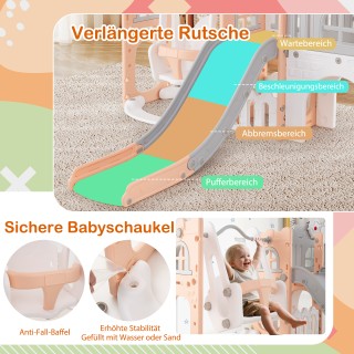 Costway Σετ με Τσουλήθρα, Κουνιστή Κούνια & Αναρρίχηση με Μπασκέτα ...