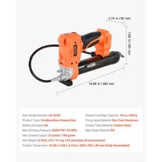 VEVOR Ασύρματο Πιστόλι Γράσου 8000 PSI 20V (Μόνο Εργαλείο) WSHYQLJD... VEVOR Ασύρματο Πιστόλι Γράσου 8000 PSI 20V (Μόνο Εργαλείο) WSHYQLJD...