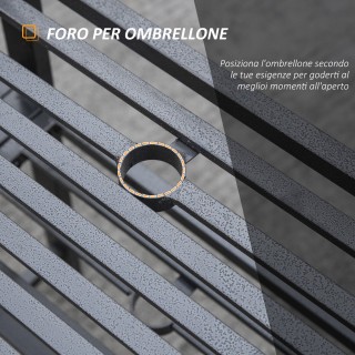 Outsunny μοντέρνος 2θέσιος πάγκος κήπου με τραπέζι και τρύπα για ομ... Outsunny μοντέρνος 2θέσιος πάγκος κήπου με τραπέζι και τρύπα για ομ...