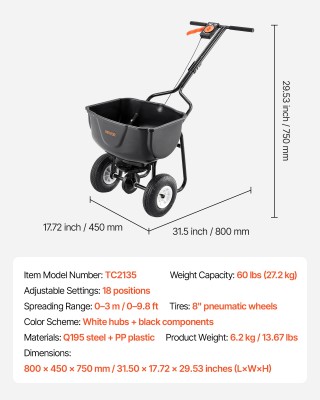 VEVOR Διασκορπιστής Χειρός 60 Λιβρών, Πιέστε με Δοχείο & Απόσταση Δ... VEVOR Διασκορπιστής Χειρός 60 Λιβρών, Πιέστε με Δοχείο & Απόσταση Δ...