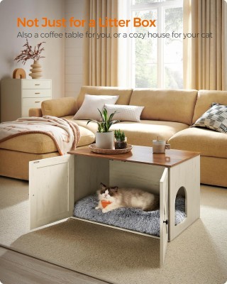 FEANDREA Κρυφή Τουαλέτα Γάτας με Πόρτες Αχυρώνα, Καφέ/Λευκό, 80x53x... FEANDREA Κρυφή Τουαλέτα Γάτας με Πόρτες Αχυρώνα, Καφέ/Λευκό, 80x53x...