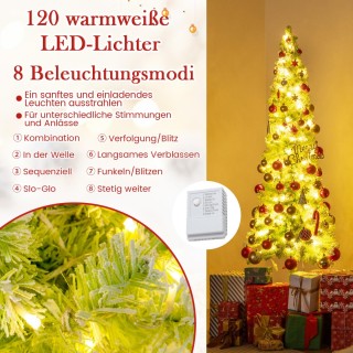 Costway 180 εκ. Τεχνητό Χριστουγεννιάτικο Δέντρο με Φωτισμό και Χιό...