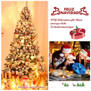 Costway  Χριστουγεννιάτικο Δέντρο 225 εκ. Χιονισμένο Πεύκο με Μεταλ...