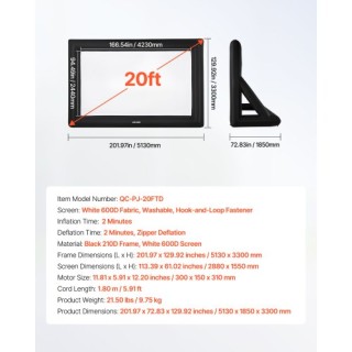 VEVOR 20ft Φουσκωτή Οθόνη 16:9 με Προτζέκτορα και Τσάντα Μεταφοράς ... VEVOR 20ft Φουσκωτή Οθόνη 16:9 με Προτζέκτορα και Τσάντα Μεταφοράς ...