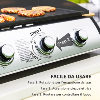 Outsunny Εμαγιέ Ατσάλινη Εστία Αερίου με 3 Καυστήρες Ισχύος 7.5kW, ... Outsunny Εμαγιέ Ατσάλινη Εστία Αερίου με 3 Καυστήρες Ισχύος 7.5kW, ...