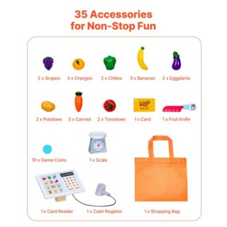 VEVOR Παιδικό Σετ Παιχνιδιού Σούπερ Μάρκετ με Ταμειακή Μηχανή MZKET... VEVOR Παιδικό Σετ Παιχνιδιού Σούπερ Μάρκετ με Ταμειακή Μηχανή MZKET...