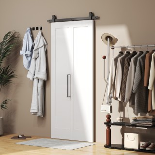 HOMCOM Συρόμενη Πόρτα Βιβλίο-Τύπου με Αναδιπλούμενο Σχέδιο, Βαφήσιμ...