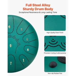 VEVOR Χάλκινο Τύμπανο 25.4cm, 11 Νότες, C Μείζονα, Πράσινο GSGLSGSG...