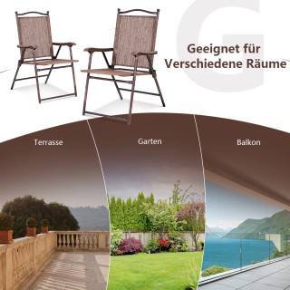 Costway  Σετ από 2 καφέ πτυσσόμενες καρέκλες για τη βεράντα ή τον κ...