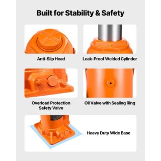 VEVOR 20 Τόνων Υδραυλικός Γρύλος Μπουκαλιού, Πορτοκαλί PSQJDCSSDS20...