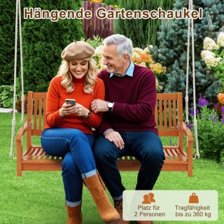 Costway Ξύλινη Κρεμαστή Κούνια Βεράντας από Ακακία για 2 Άτομα με Ά... Costway Ξύλινη Κρεμαστή Κούνια Βεράντας από Ακακία για 2 Άτομα με Ά...