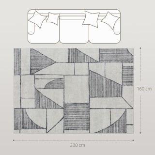 HOMCOM Μοντέρνο Αντιολισθητικό Χαλί με Γεωμετρικές Γραμμές, από Πολ...