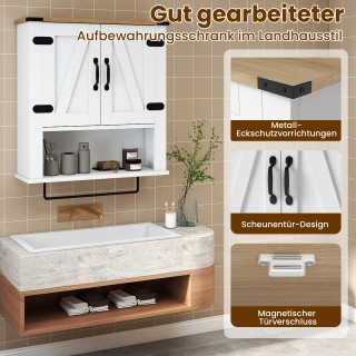 Costway Ντουλάπι Μπάνιου με Κρεμάστρα για Πετσέτες σε Στυλ Αγροικία...