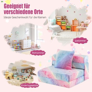 Costway Πτυσσόμενος Παιδικός Καναπές 4 σε 1 με Μαξιλάρια και Λαμπερ...