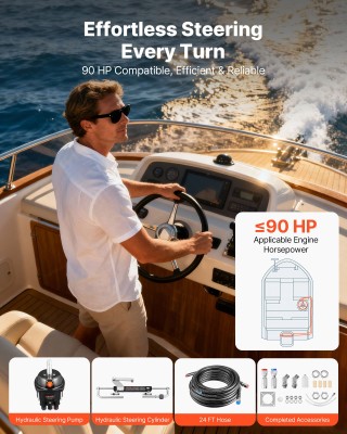 VEVOR Κιτ Υδραυλικού Τιμονιού 90 HP για Σκάφος με Αντλία Helm 1000 ... VEVOR Κιτ Υδραυλικού Τιμονιού 90 HP για Σκάφος με Αντλία Helm 1000 ...
