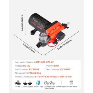 VEVOR Αντλία Νερού RV 12V DC, 5 GPM, Αυτοεκκινήσιμη, 70 PSI για RV/... VEVOR Αντλία Νερού RV 12V DC, 5 GPM, Αυτοεκκινήσιμη, 70 PSI για RV/...