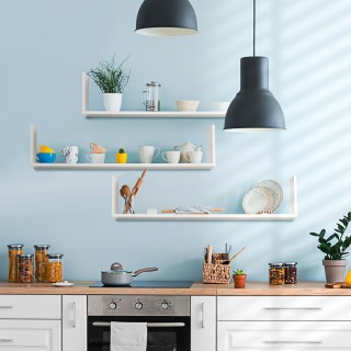 Σετ 3 Ράφια Τοίχου HOMCOM από Ξύλο 80x18x18 cm Λευκό 830-419WT