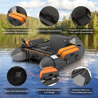 Costway  Φουσκωτή Βάρκα Ψαρέματος με Ρυθμιζόμενη Πλάτη 135 x 109 x ...
